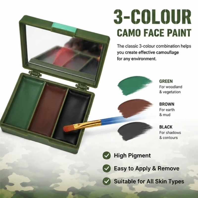 Olio per Trucco Mimetico in 3  - Camo Face Paint recensione e prezzo